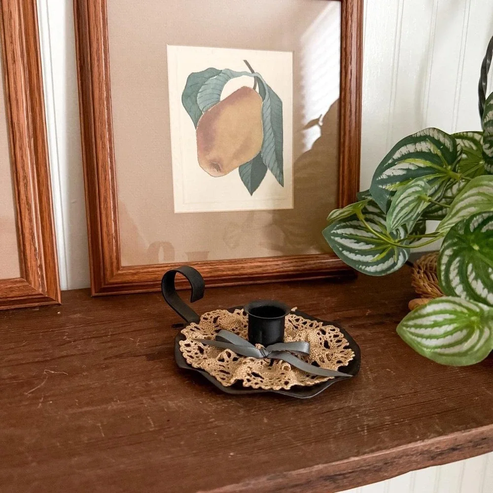 Vintage Black Metal Candle Holder